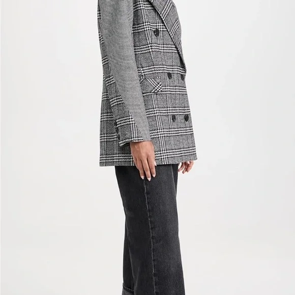 Avec Les Filles Houndstooth Mixed Media Double Breasted Blazer - Picture 8 of 9